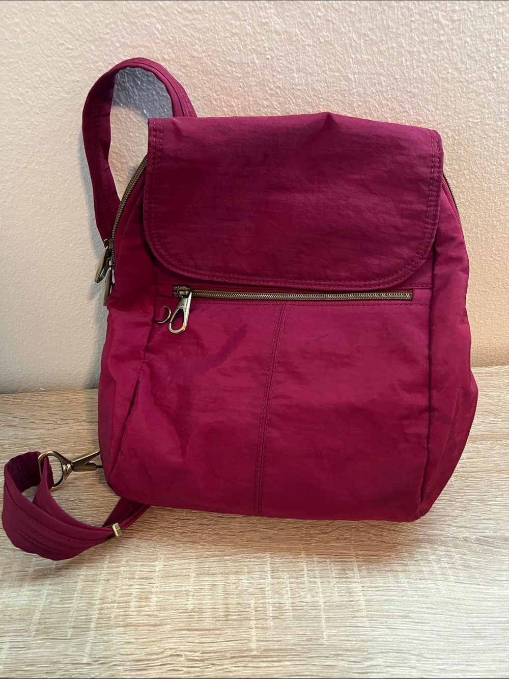 Travelon Signature Slim Anti-Theft Backpack - Ruby / Pink (Read Details)
